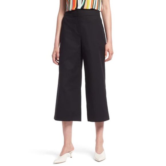 NWT Womens Size 14 Nordstrom Halogen Black Wide Leg Crop Pants - Picture 1 of 3